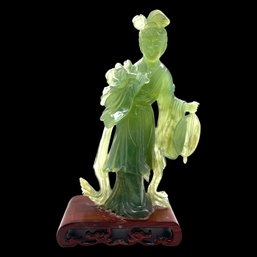 Chinese Jade Carved Glass Woman