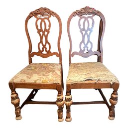 Set Of Four Antique Solid Wood Dining Chairs