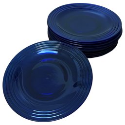 Blue Arcoroc Ruffled Edge Glass Plates