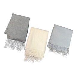 Grey And White Cashmere Scarves