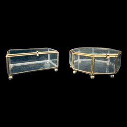 Pair Of Glass Jewelry Boxes