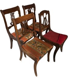 Set Of 8 Wood Chairs With Harp Back Designs