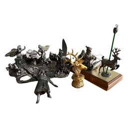 Miscellaneous Box Of Pewter Incl. Fairies And More!