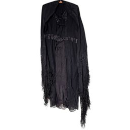 Vintage Black Sheer Dress With Shawl And Purse