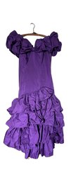 Vintage Purple Puff Sleeve Prom Dress