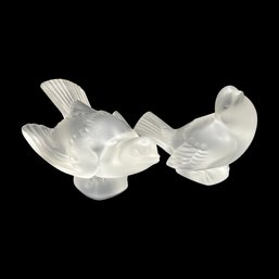 Vintage LALIQUE Crystal  Bird- Moineau Moquer 'Mocking Sparrow' And LALIQUE FROSTED CRYSTAL GLASS SPARROW BIRD