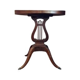 Antique Harp Style Wooden Side Table