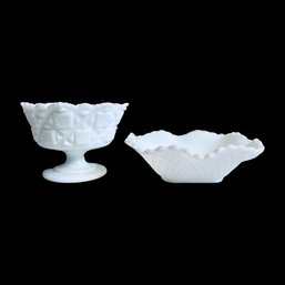 Pair Of Milk Glass Candy Dishes