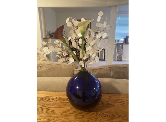 Blue Round Vase-Pilgrim Glass