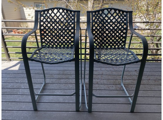2 Green High Patio Chairs