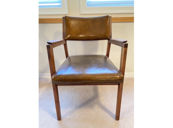 Alma Company Mid Century Leather And Wood Chair