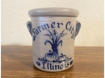 Farmer City Illinois Small Crock By Rowe Pottery Works-Signed
