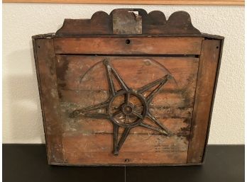 Antique Wood Plate With Iron TX Star