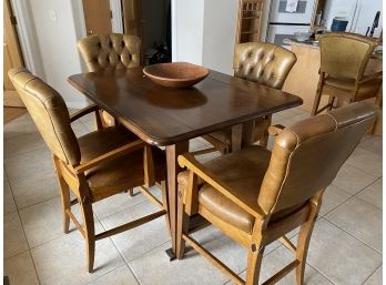 Solid Wood Drop-Leaf Cafe Table With 4 Chairs