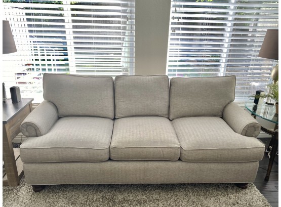 Drexel Heritage Sofa With Custom Gray Linen Blend Fabric And DownFill Cushions