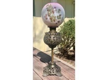 Antique Victorian Gone With The Wind Parlor Hurricane Lamp