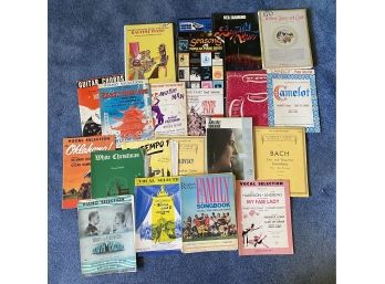 A Great Grouping Of Sheet Music Incuding Camelot, Joan Baez And Oklahoma