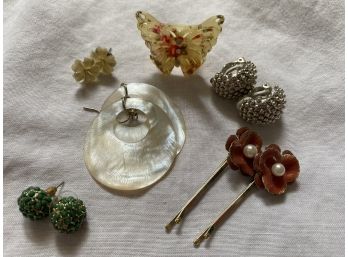 A Nice Grouping Of  Costume Jewelry Including Butterfly Ring