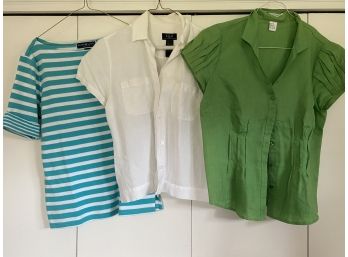 Nice Grouping Of Ladies Shirts Including Saint Tropez West Linen Blouse