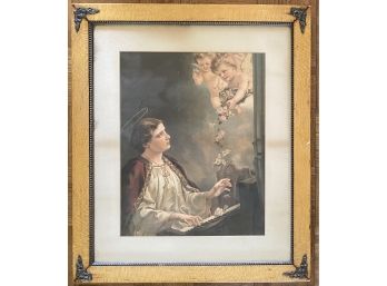 Antique Frame With Angel And Cherubs Print