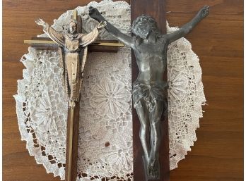 Pair Of Two Inri Jesus Wall Plaques