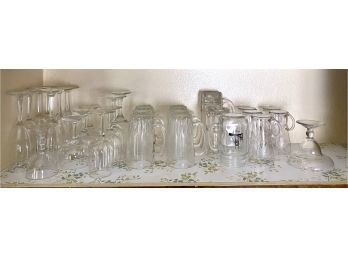 Large Collection Of Glassware Including Wheel Cut Antique Lemonade Mugs Circa 1925