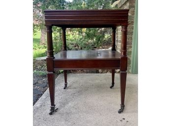 Vintage Wooden Table In Casters