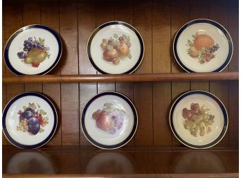 A Beautiful Collection Of Echt Cobalt Bavarian Painted Fruit Plates In Bountiful Pattern