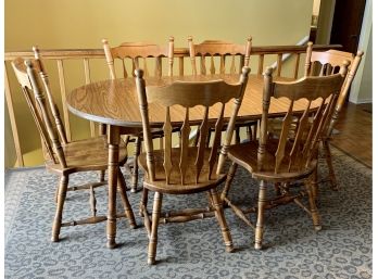 Oval Wooden Dining Table With 6 Chairs