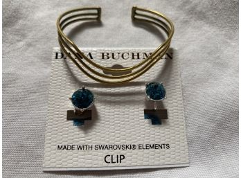 A Pair Of Dana Buchman Earrings And Brass Cuff