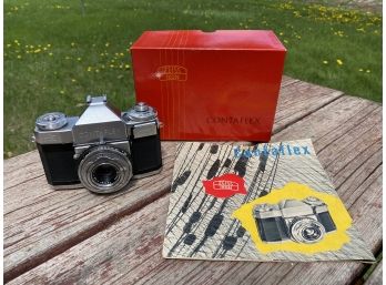 Contaflex Carl Zeiss Ikon Camera With Carl Zeiss F2.8 45mm Lens, Box And Manual