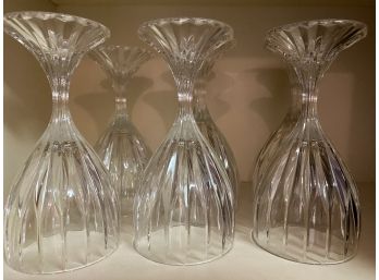 A Nice And Heavy Set Of 6 Tulip Bottomed Stemware Glasses