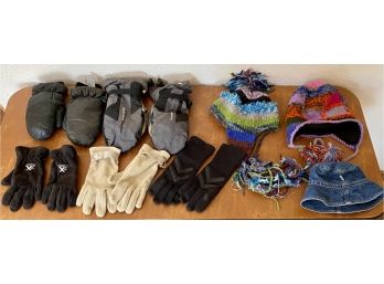 Collection Of Winter Hats And Gloves