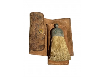 A Tiny Vintage Souvenir Tooled Leather & Broom For Dusting Off Artifacts From Garden Of The Gods