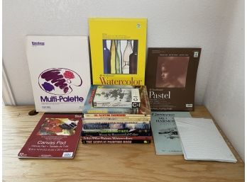 Collection Of Hardback Art Books And Variety Of Artist Paper