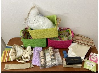 Sewing Stuff And Colorful Baskets