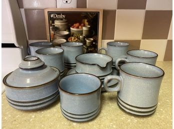 A Great Set Of Blue Denby England Stoneware