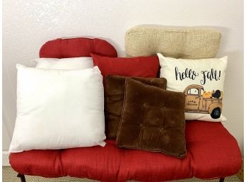 Collection Of Throw Pillows And Chair Cushions