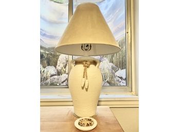 A Nice Southwestern Table Lamp With Rope Accent And Degrazia Coaster