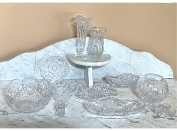 A Nice Grouping Of Antique American Brilliant Cut Glass Serving Pieces And Vases