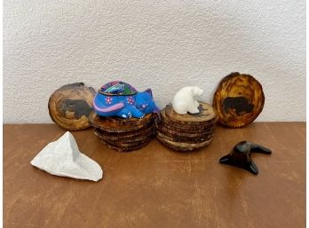 Lot Of Home Made Coasters And Small Figurines