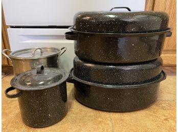 Speckled Enamel Roasting Pans, Stock Pots And More!