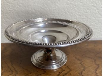 A Nice Weighted Sterling Pedestal Dish With Stamped Rim Design