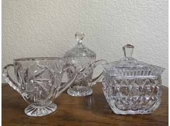 A Nice Collection Of Three Cut Glass And Crystal Serving Pieces