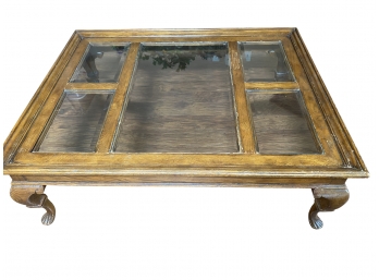 A Nice Glass Panel- Topped Footed Coffee Table