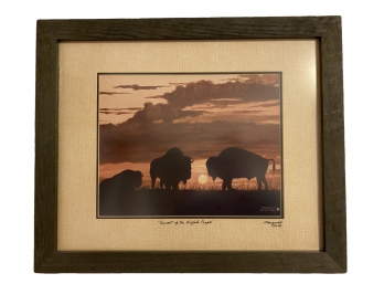 A Signed & Numbered Limited Edition Photograph Of Bison On The Plains At Sunset By Marguerite Fields
