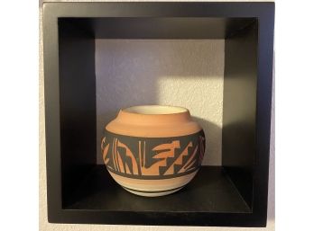 A Signed Southwestern Pottery Piece In Shadowbox Wall Pocket Or Shelf
