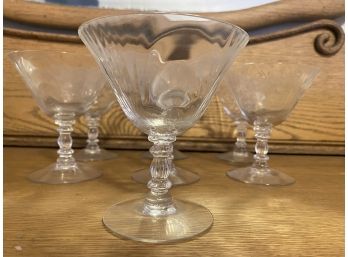 7 Delicate Vintage Crystal Coupe Glasses