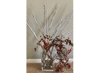 Branches And Berries In Glass Vase