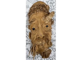 Interesting Hand Carved Tree Root Wood Mask Wall Decor From Costa Rica
